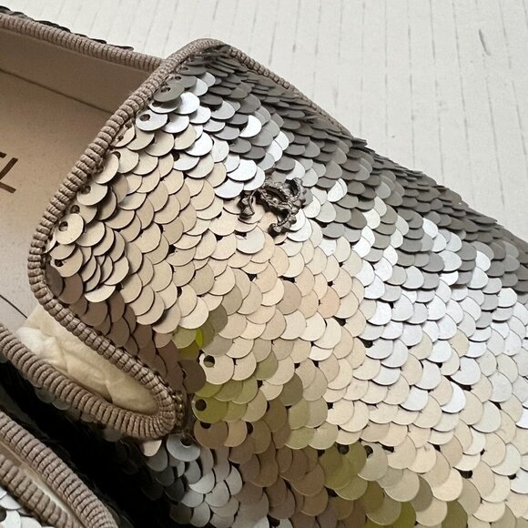 Chanel silver sequin CC smoking slip ons size 38 - Picture 8 of 9